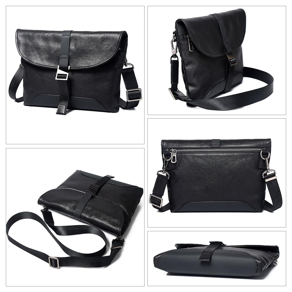 Whatna Antik-Stil Gebrämtes Natürliches Rindsleder Umhängetasche für Herren, Messenger Bag, Passt für Großes A4-Format iPad (10.5cm), Horizontaler Stil, Echt