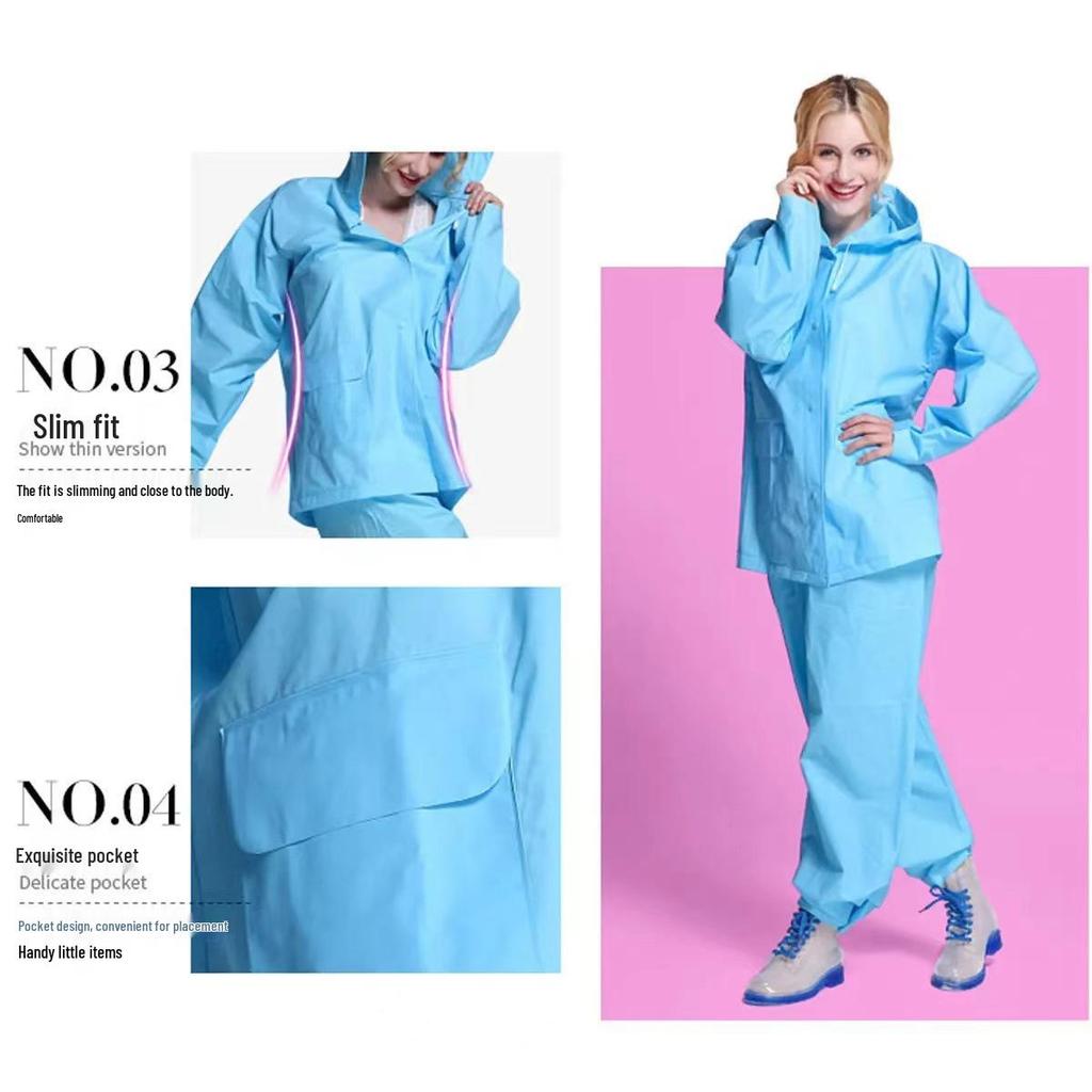 Wasserdichte Regenbekleidung für Erwachsene, zweiteilig, verdickt, mit vollständiger Fußbedeckung für Rafting