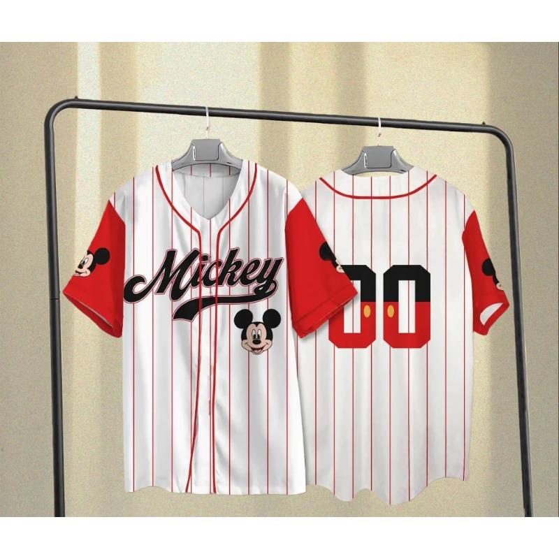 Baseball Jersey Cute Cartoon Design Summer Sports Streetwear V-Neck Tee Outdoor Sport