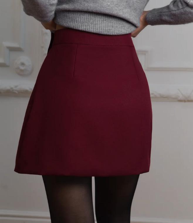 2025 Spring Korean High-Waisted Slimming Anti-Exposure Irregular Mini Skirt