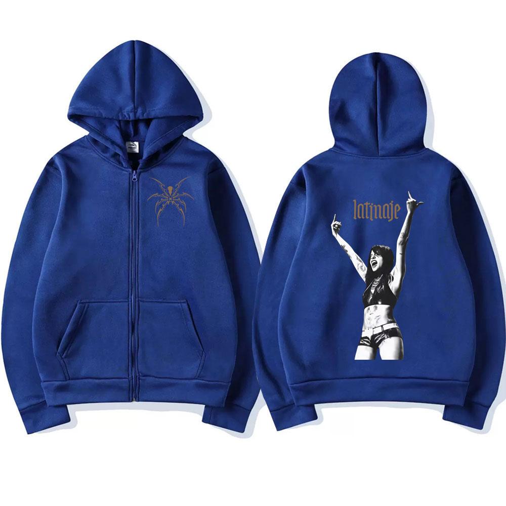 Sängerin Cazzu Album Cover Reißverschluss Kapuzenpullover Herren Damen Mode Übergroße Kleidung Trend Stil Sweatshirts Langarm Jacken