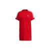 adidas Originals Trefoil Series Striped Round Neck Short Sleeve Tee Dress Breathable Loose Casual Sports Daily Dress Women Light-Crimson GN2778