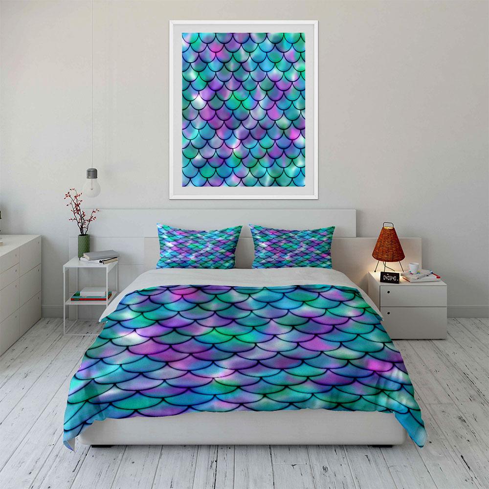 Mermaid Scale Pattern Bedding Bedding Duvet Cover Set Duvet Cover Pillowcases (1 * Duvet Cover 2 * Pillowcases, Without Duvet Insert)