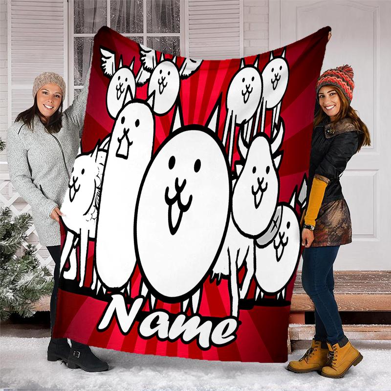 Personalized Custom Name Blanket - The Battle Cats Print Design,Blanket for Sofa,Bed,Travel,Camping - Soft and Warm, Great Gift
