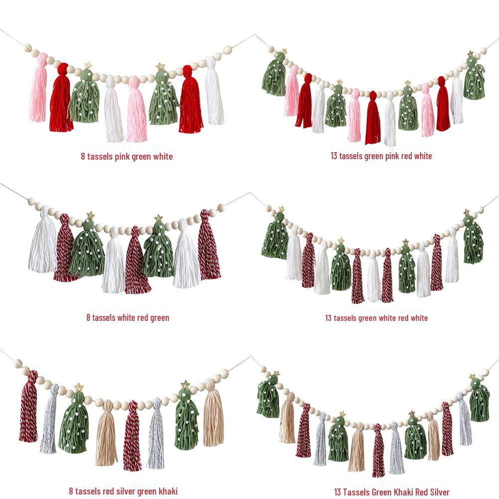Bohemian Tassel Christmas Fireplace Decoration Banner