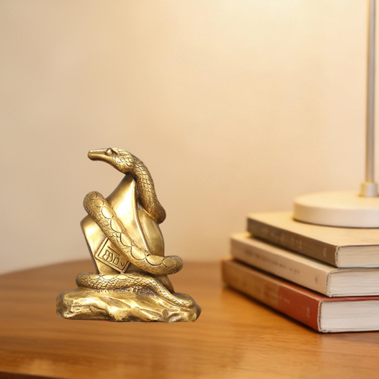 Медный змей Декоративная фигурка Символ процветания Миниатюра для дома, офиса, диорамы и Фэн-шуй S