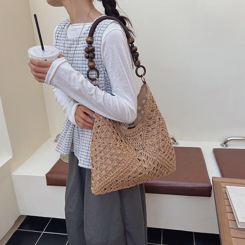 2026 Trendy Large Capacity Woven Tote Backpack - Summer Essential Student Shoulder Bag