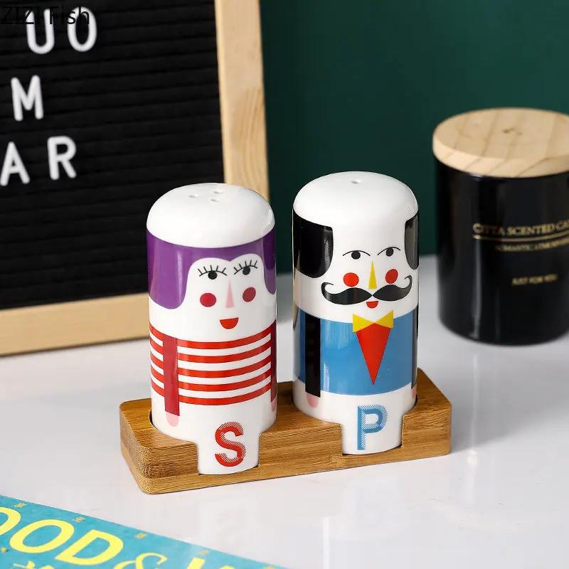 Creative Ceramic Spice Bottle and Toothpick Container Kitchen Salt and Pepper Storage Bottle Decor Home Condiment Storage Bottle