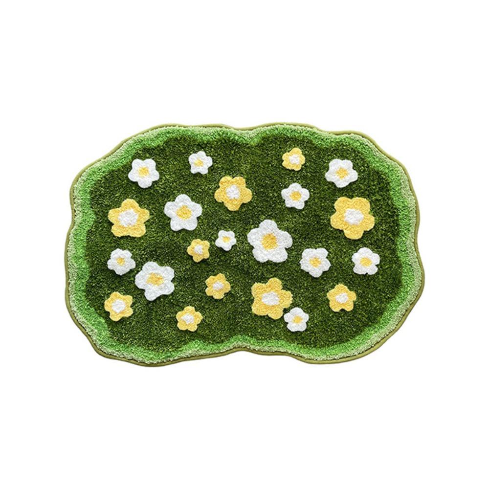 Thickened Moss Rug Absorbent Bedside Small Carpet Flower Pattern Bathroom Mat Bedroom