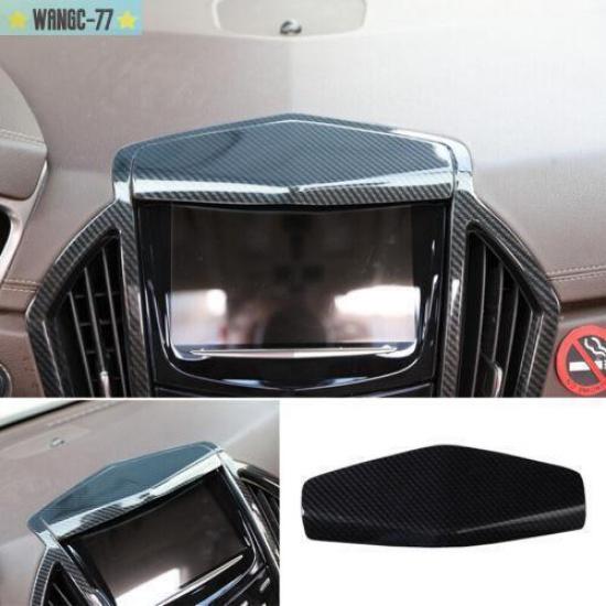 Carbon Fiber Console Navigation Upper Panel Cover Trim For Cadillac SRX 2010-16