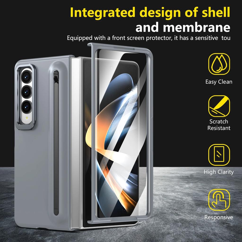 S držákem na stylusové pero Funda pouzdro na telefon pro Samsung Galaxy Z Fold 7 6 5 4 3 Přední sklo Kovový objektiv Stojánek PC Ochranný kryt Capa
