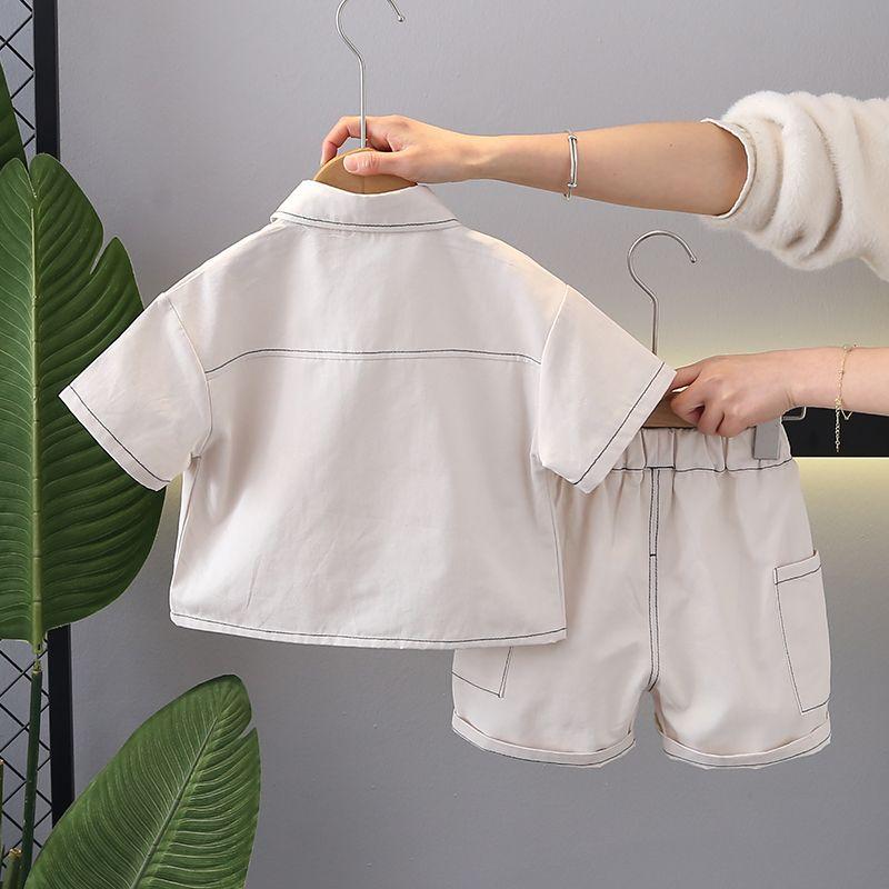 Boy Labor Clothing Short Sleeved Set Summer Clothing Korean Children's Trendy Shirt Summer Fashion