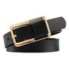 Solid Color Thin Waist Belt Metal Buckle Women Waistband Fashion Genuine Leather Belt  Daily