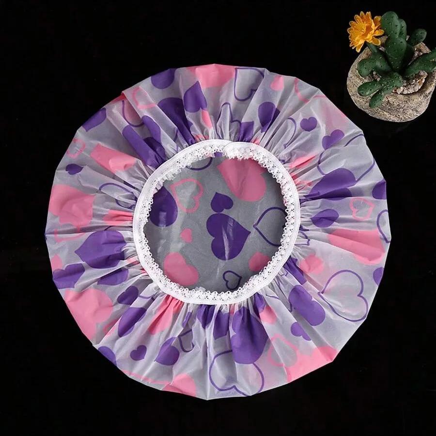 5 Pieces Waterproof Shower Caps, Women's Home Bath Oil/Smoke-Proof Hair-Care Shower Caps, Hair Drying Caps