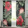 Tropical Vintage Hibiscus Floral Sheer Window Curtains For Living Room Bedroom Voile Tulle Curtains Fabric Drapes For Kitchen