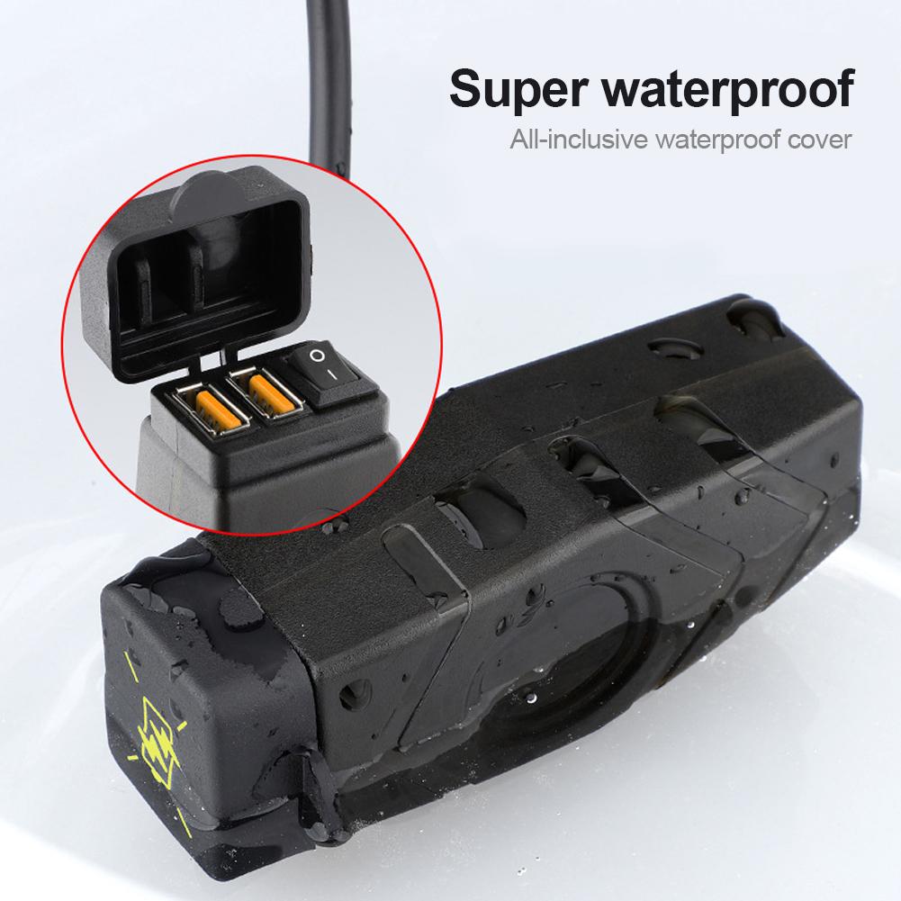 36W Motorcycle Dual USB Charger Handlebar QC3.0 Fast Charging Waterproof 12V Phone Socket Adapter With Voltmeter Display Accessories