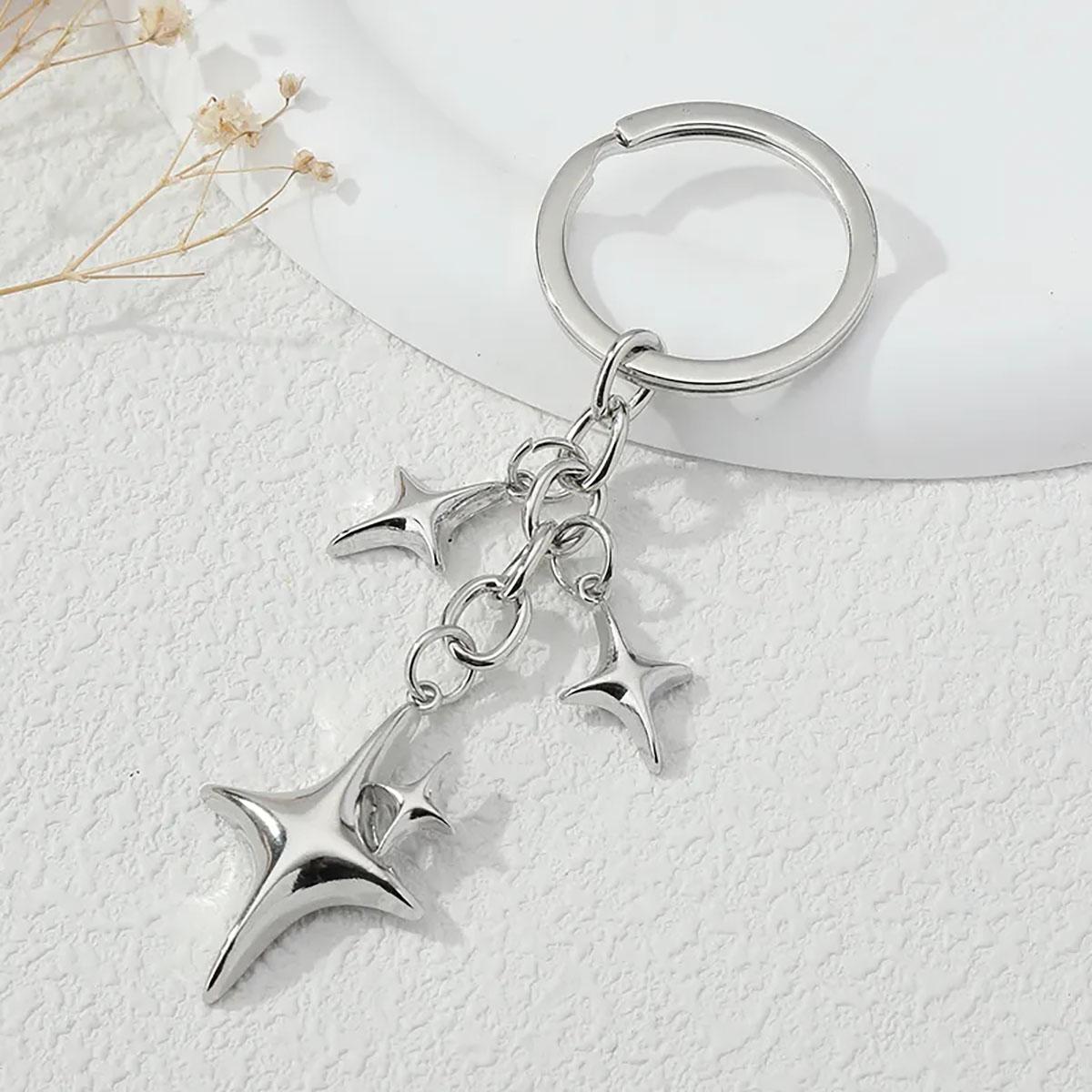 New Creative Star Moon Hollow Metal Design Keychain Bag Decoration Pendant Girl Style