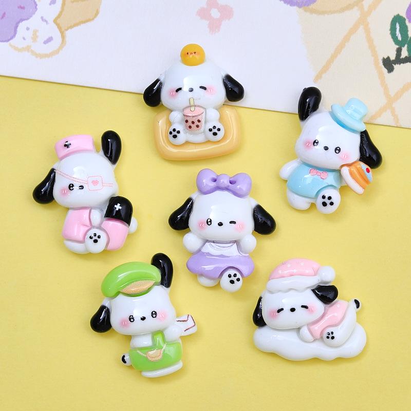 Cartoon White Dog Shoe Buckle & Hair Clip Resin Accessories for DIY Ornaments