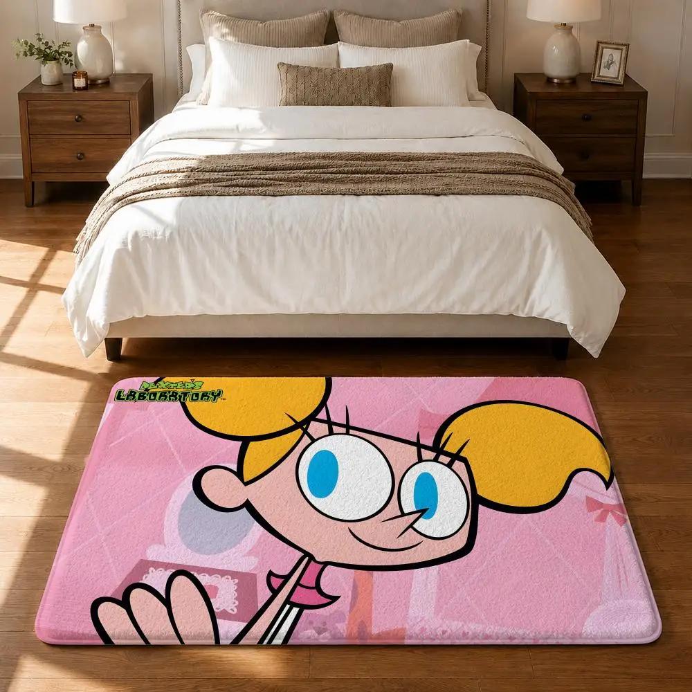 Cartoon D-Dexters Laboratory Good Quality Floor Mat Flannel Rug Non Slip Soft Washable Entryway Hallway Bathroom Kitchen Decor