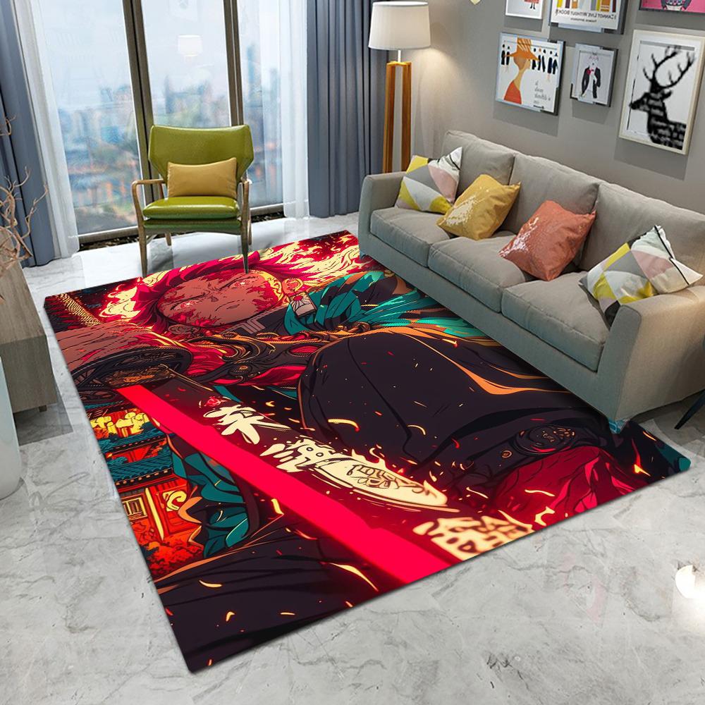  Demon Slayer Blade Carpet Hashibira Inosuke Cartoon Living Room Bedroom Sofa Balcony Entrance Rug Non-slip Mat Home Decor