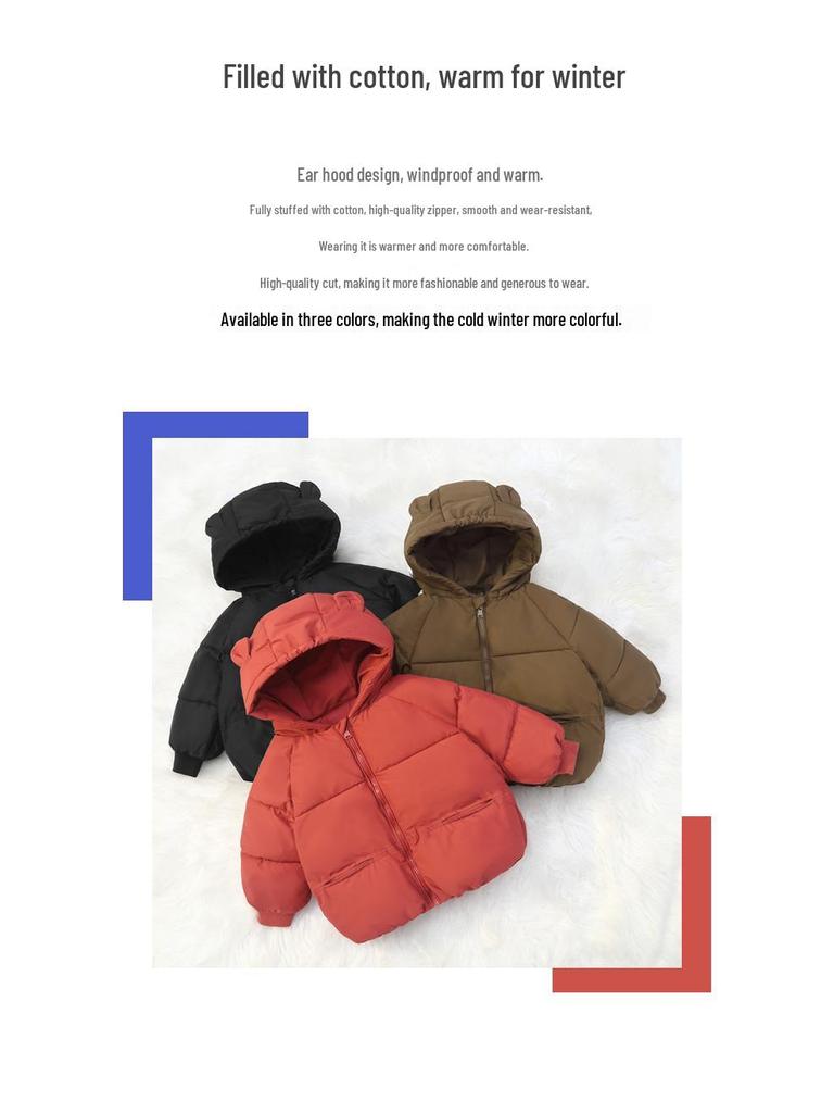 Herbst-Winter Kinder Gepolsterte Baumwolljacke - Kapuzenmantel, Dick, Warm für Jungen & Mädchen