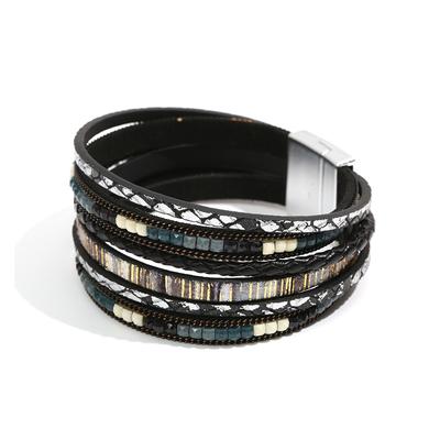 Mehrschichtiges Lederarmband Böhmisches geflochtenes Leder Armband mit Magnetverschluss Schmuck Mode Armband