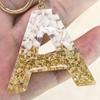 Golden Letter Keychain Crystal Epoxy Pendant A To Z Simple Bag Gifts for Women Couple Family Keychain Pendant