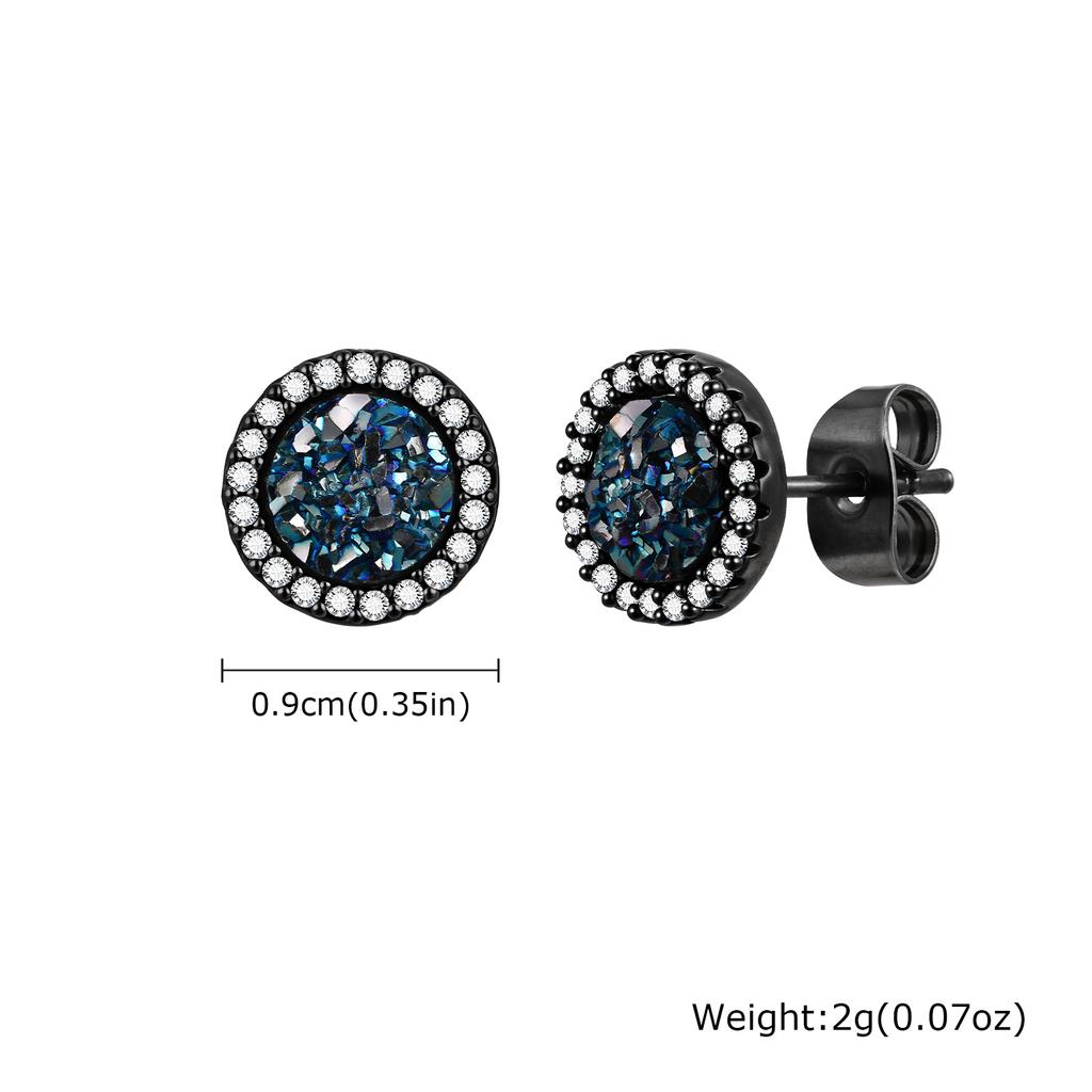 Orecchini a Bottone Piccoli in Zircone di Cristallo di Alta Qualità per Uomo Metallo Placcato Oro Orecchini da Piercing Rotondi Gioielli Moda Punk