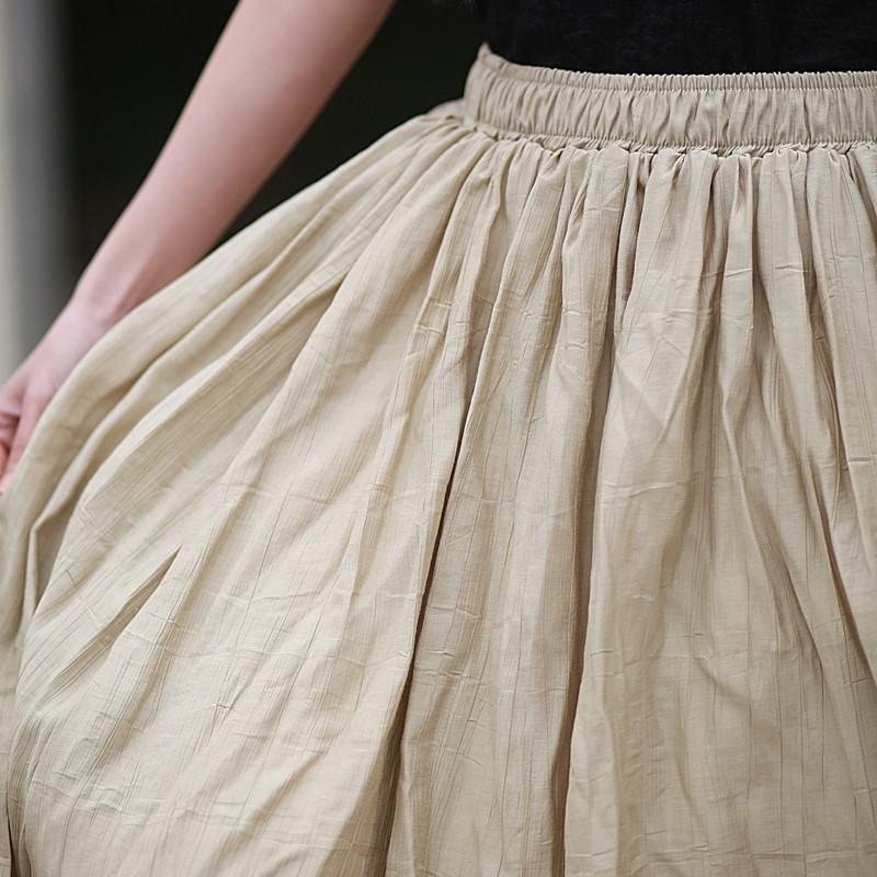 Johnature Damen Vintage Röcke Elastischer Bund Sommer Einfarbig Kleidung Lässige Weiche Röcke Für Damen