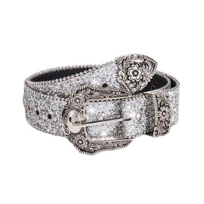 Bling Bling Glittery Western Y2K Silver [Lamerry] Belt, Style, Y2K, Flashy, Gal, Decoration, Women's & Men's, 115cm, (Silver)