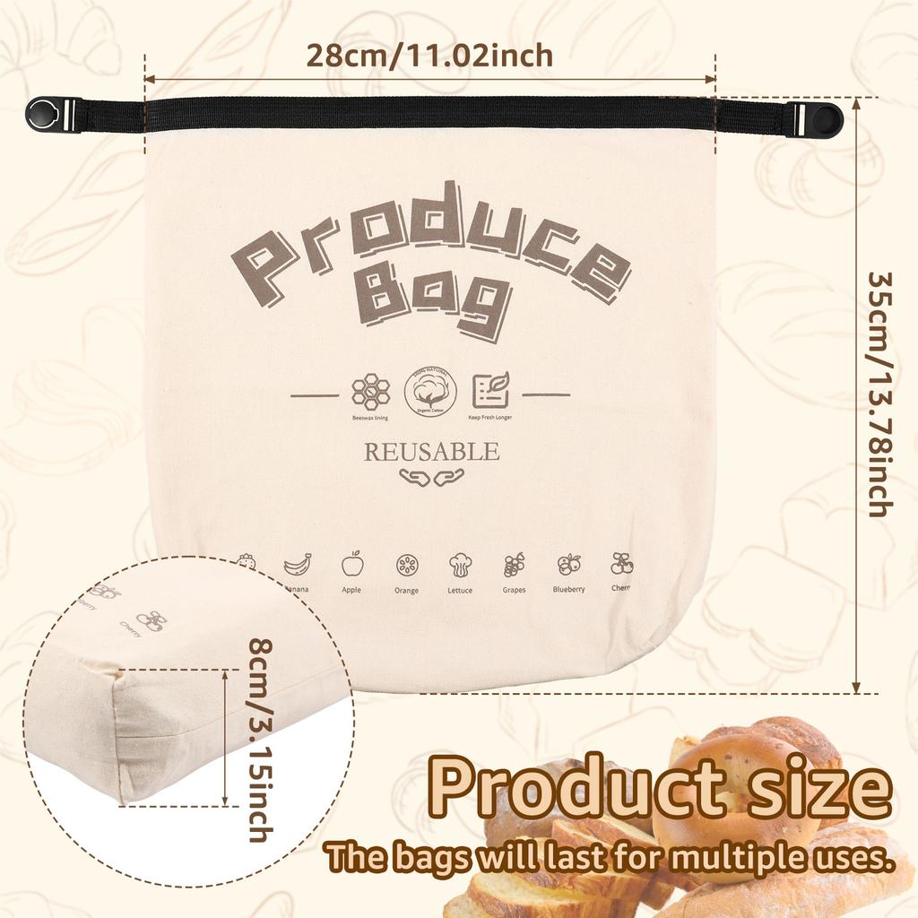Large Linen Bread Bags Reusable Drawstring Homemade Artisan Bread Food Storage Bag Kitchen Organizer Containers
