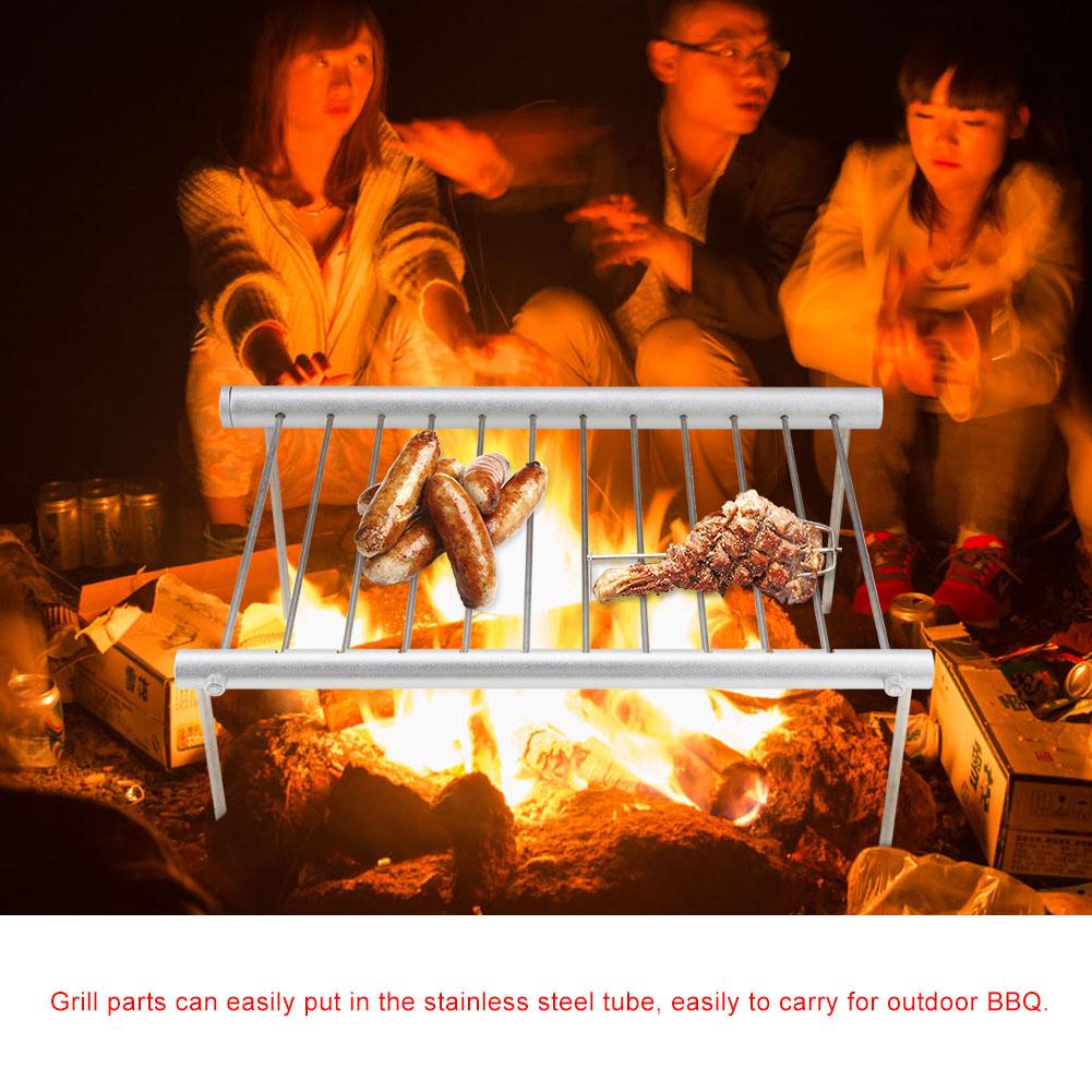 Portable Compact Camping Grill Stainless Steel Folding BBQ Tube Outdoor Backpackers