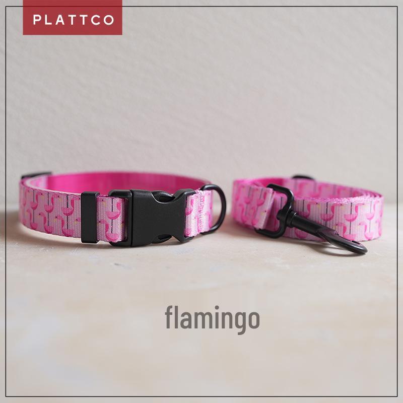 PLATTCO Flamingo Pattern Dog Leash & Collar, Unique Design PDC313 Extra Large