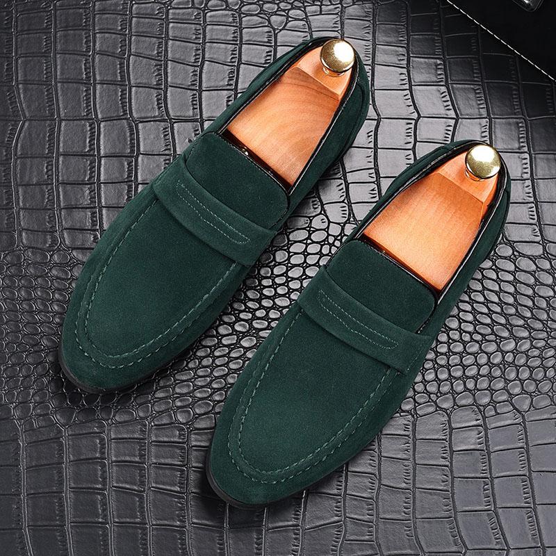 New Men Charm Pointed Suede Slip On Penny Oxford Flats Casual Shoes Homecoming Wedding Dress Prom Zapatillas Hombre