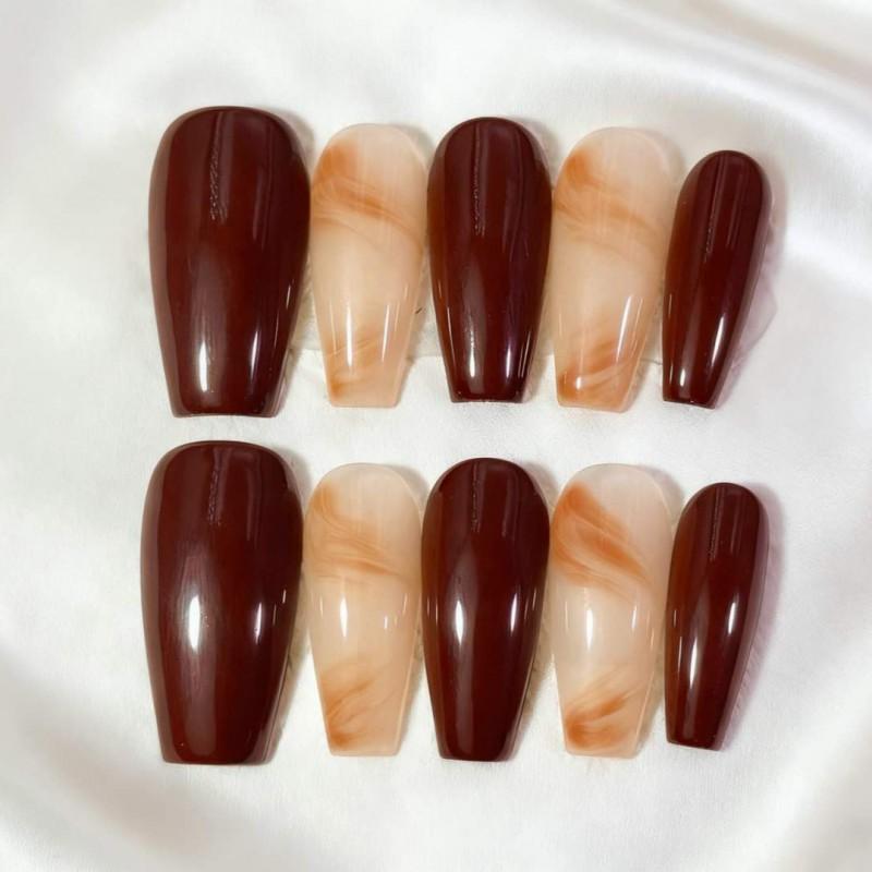 French Tip Press-On Nails Medium Length Acrylic Nail Tips Women Men Teens Natural Look Reusable Manicure Set Medium-Length French Style Press-On Nails