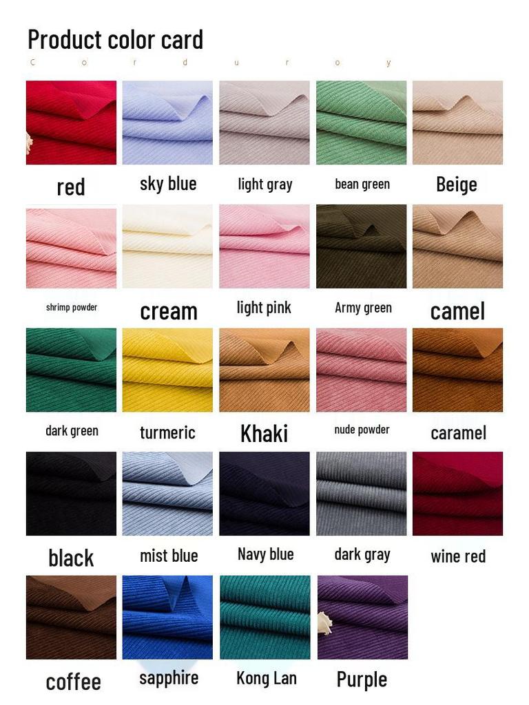 Corduroy Fabric Shirt Hoodie, Cotton Jacket, Suspender Pants, Velvet Sofa Cover, Corduroy Fabric Scraps.