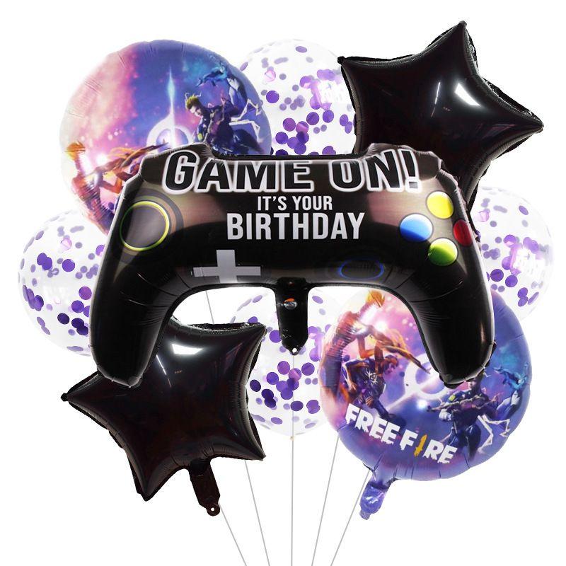 Game Theme "Free Fire" Game Controller Wall-mounted Aluminum Film Balloon Party Decoration and Setup Supplies