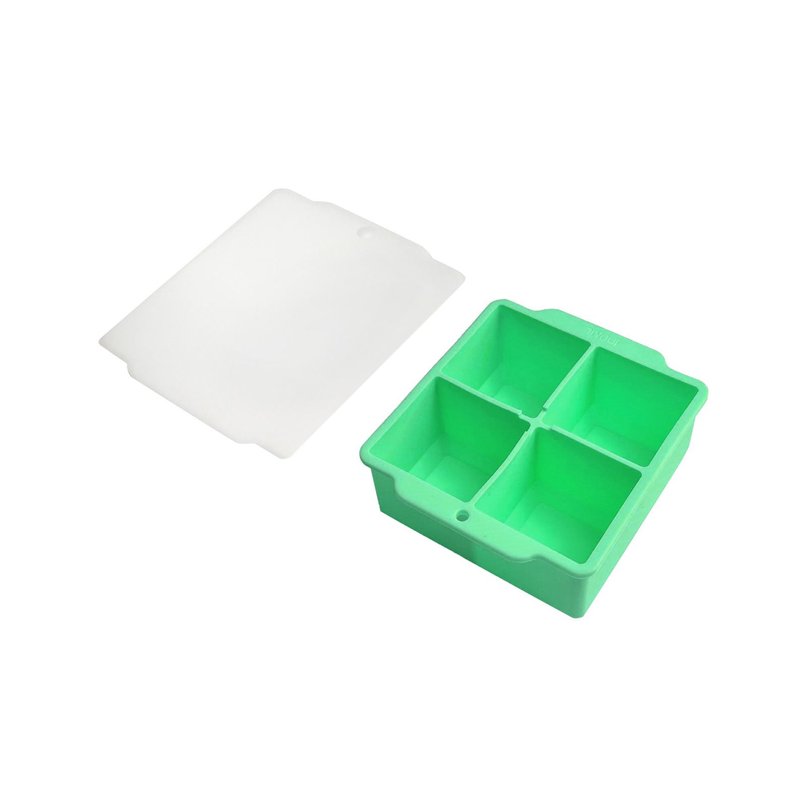Square Silicone Ice Cube Tray with Lid Food Grade Flexible Silicone Ice Mold for Large Ice Cubes Durable Nonstick Ice Maker One Size зелёный