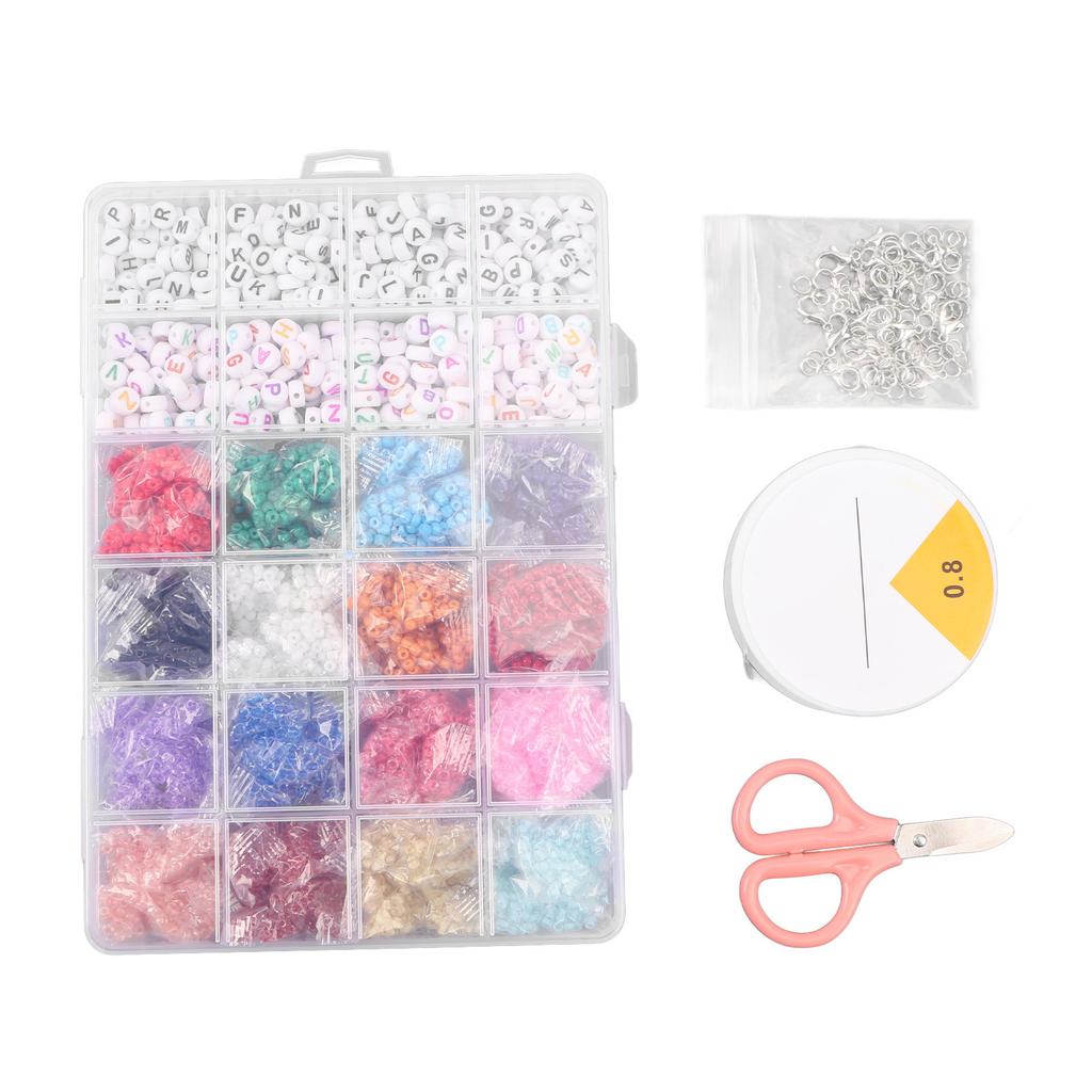 Jewelry Beads Kit Portable Colorful Letter Beads DIY Glass Seed Beads Set for Craft Bracelet Necklace Making