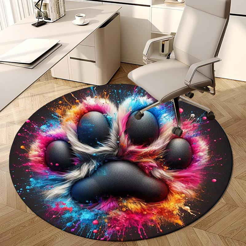 1pc Office Carpet Chair Mats Colorful Paw Print Artwork Perfect for Decorating Office Chairss, Or Bedrooms.YDT276