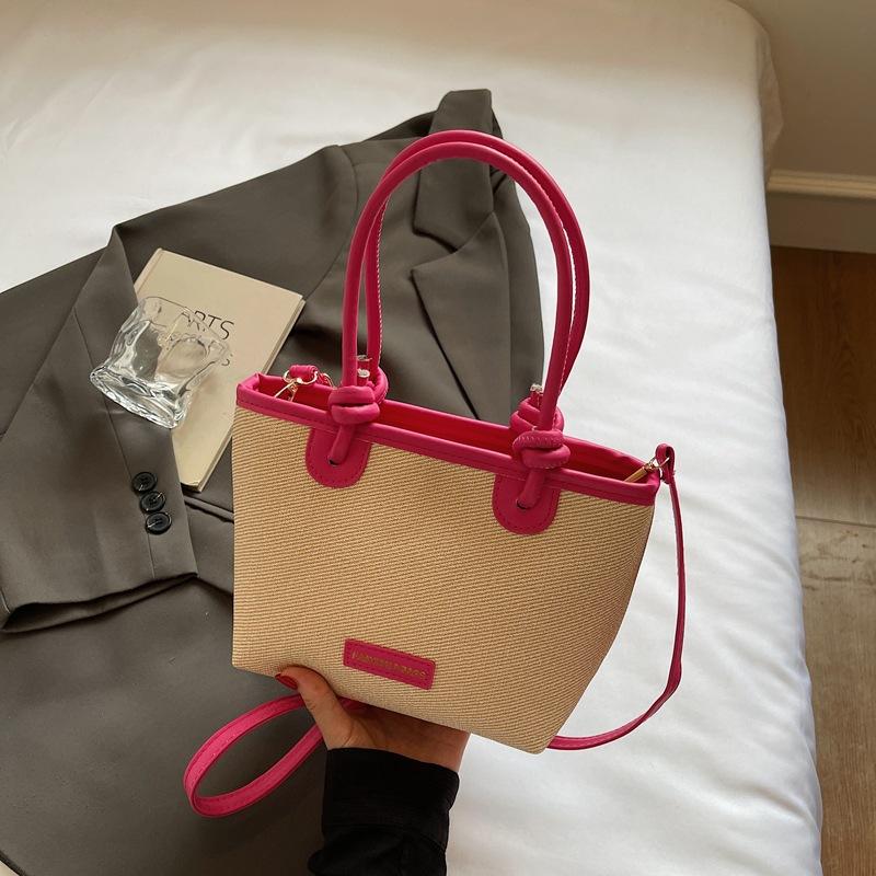 Vegetable Basket Contrasting Color Splicing Women's Summer New Lightweight Portable Shoulder Crossbody Small Square Bag