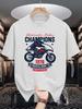 Retro Motorbike Rider Graphic Unisexs Crew Neck T Shirt Vintage 1978 Champions Letter Print Short Sleeve Casual Cotton Daily Tops