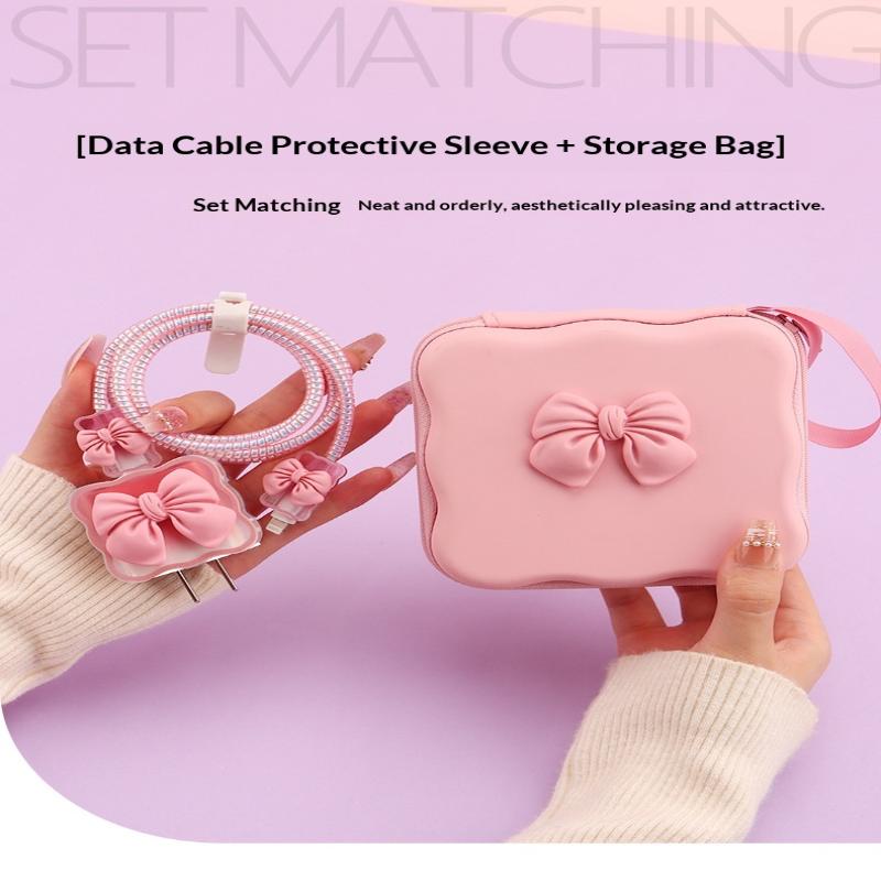 Charger Lid Storage Bag Fashion 3D Heart Design Drop-resistant Protective Case Lightweight Organizer for Office School Travel