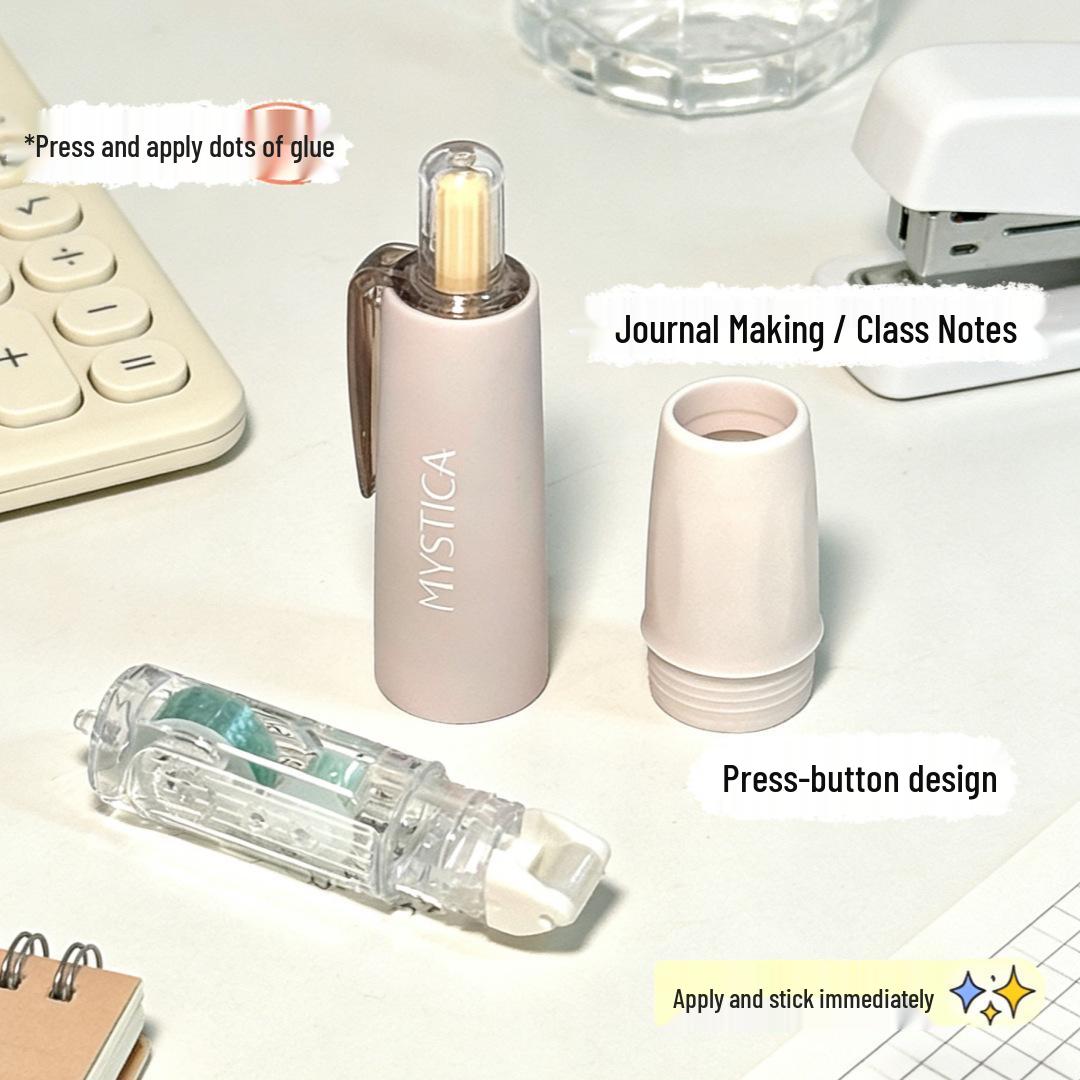 Stylish Pen-Style Correction Tape with Push-Button, Replaceable Core, and Dot Glue—High Appearance, Strong Adhesion, Double-Sided Craft Tape