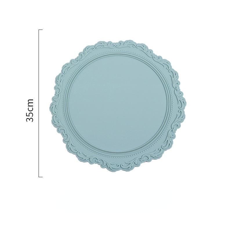 Spitze Silikon Platzset Isoliert Geprägt Schüsseln Tassen und Untertassen Verbrühschutzmatte Hochtemperaturbeständig Europäisch Retro