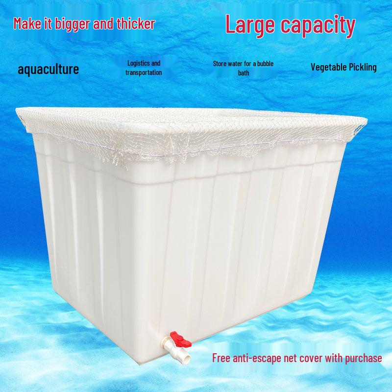 Durable Rectangular Aquaculture Tank with Drainage & Net Cover for Home Fish and Turtle Raising