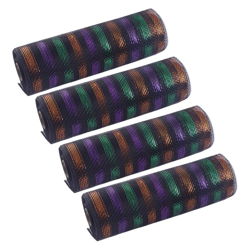 4 Rolls Durable Plastic Mesh Ribbon for Christmas Tree Decoration Perfect for DIY Projects and Festival Home Decors