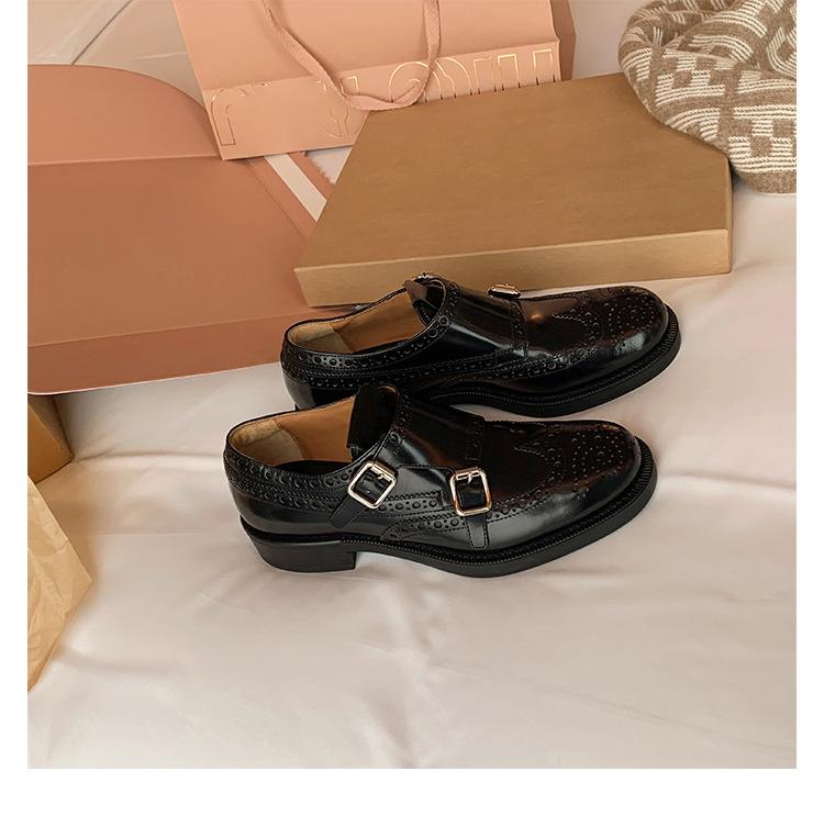 Grape mother British style retro loafers exquisite carved single shoes French romantic small leather shoes women's autumn and winter shoes