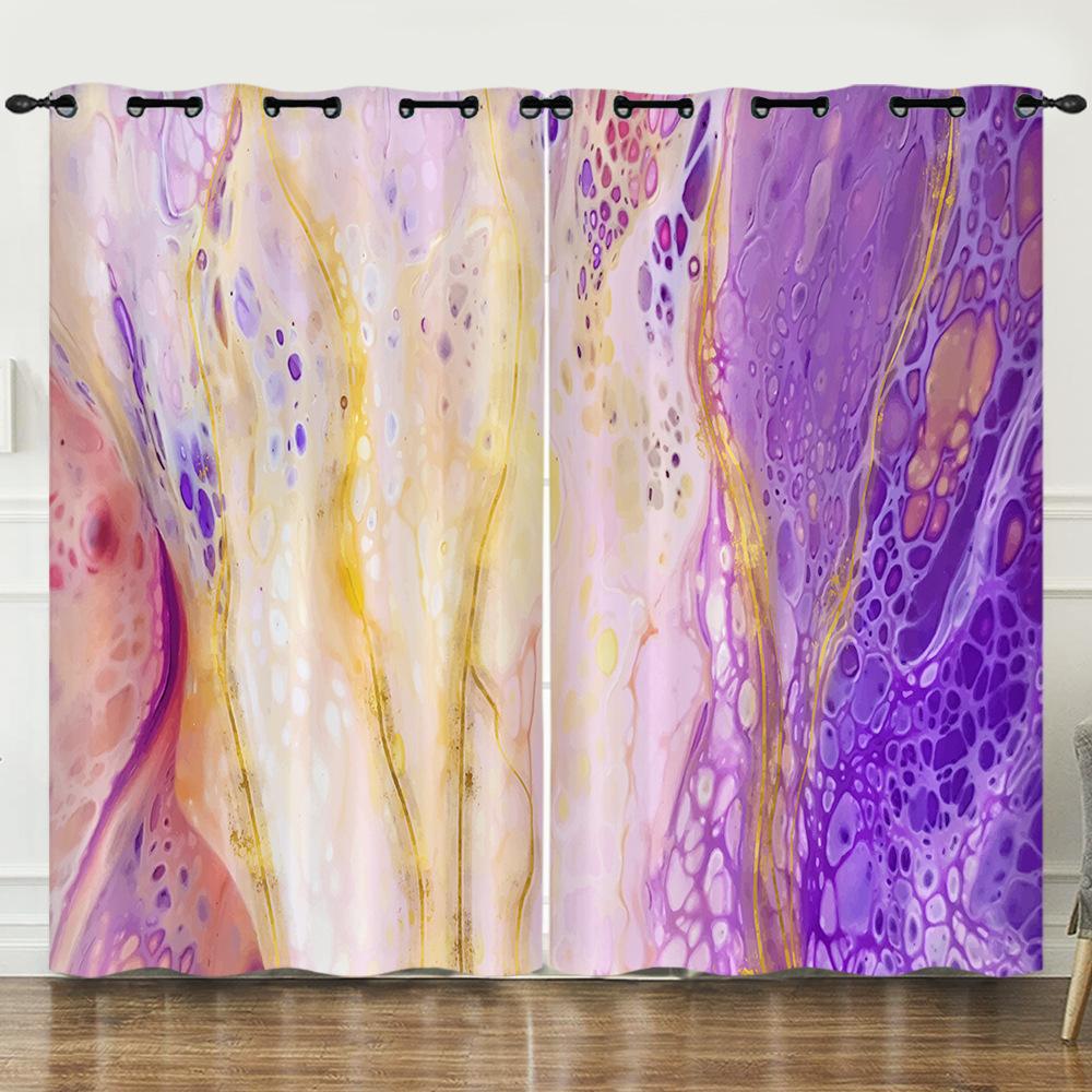 Curtains Wind Marble Texture Bedroom Curtains Digital Printing Blackout Curtains No Punching