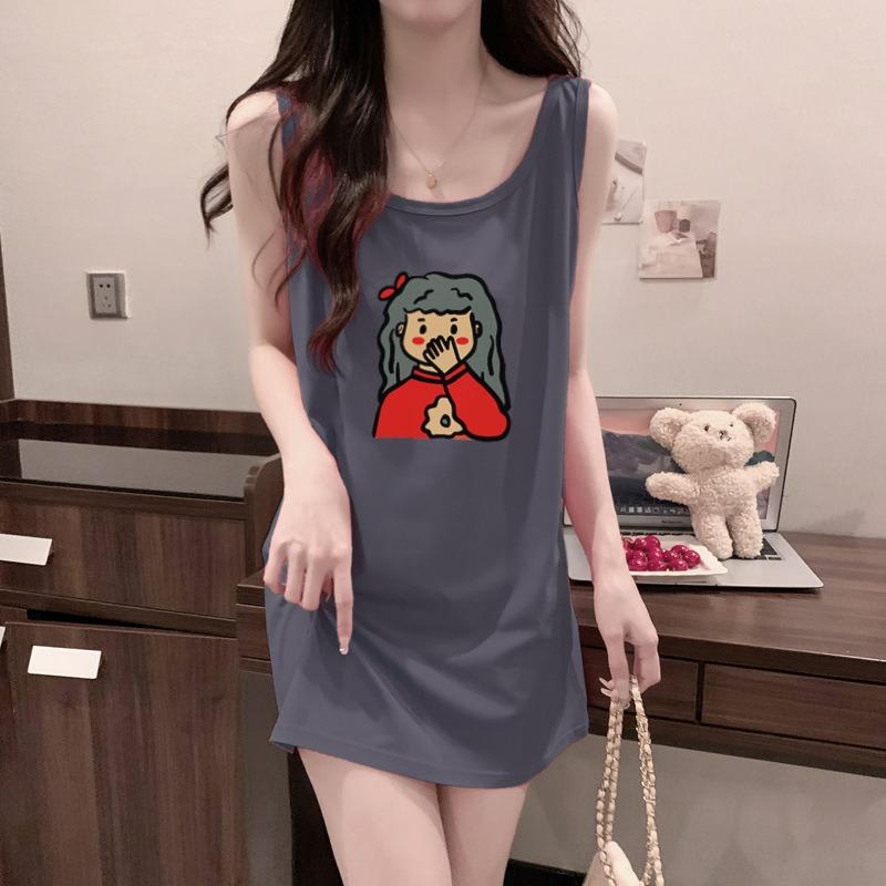 Women's Summer Sleeveless Vest Sleeping Dress Girls Sexy Halter T-shirt Dress